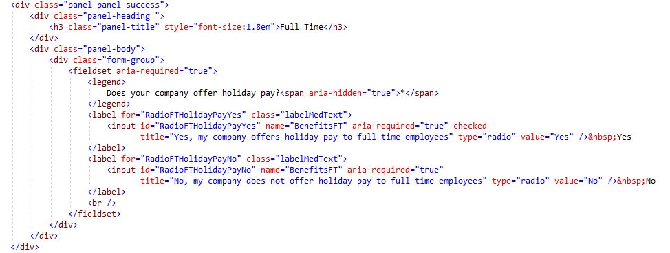 Code for full time fieldset/legend