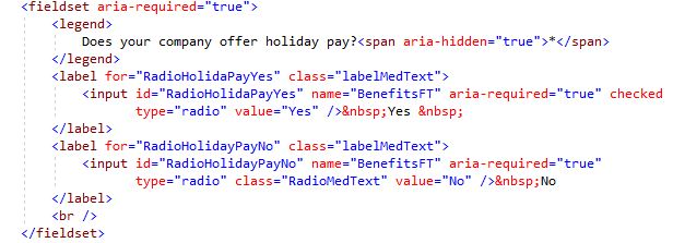 Code for simple fieldset/legend