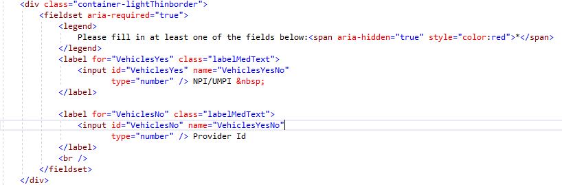 Code for grouped controls using fieldset/legend